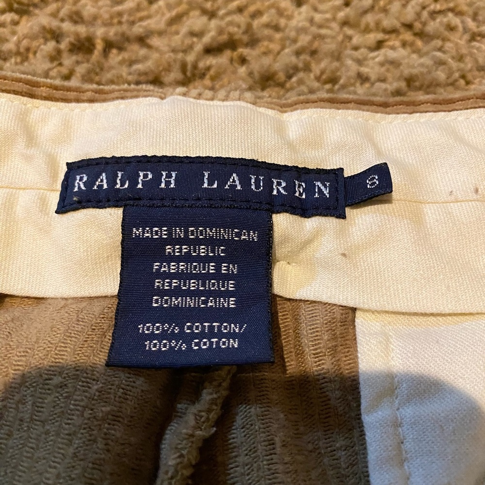 Ralph Lauren Khaki Corduroy Pants, Knee Patches, Drawstring Leg Detail Size 8 - Picture 6 of 10
